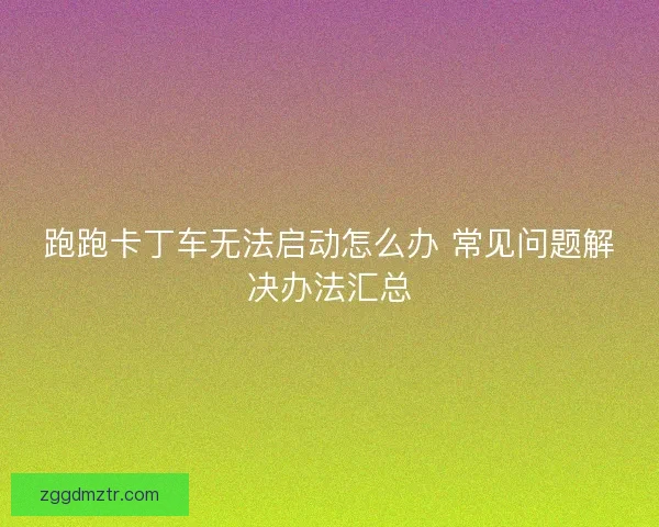 跑跑卡丁车无法启动怎么办 常见问题解决办法汇总 跑跑卡丁车无法启动怎么办 常见问题解决办法汇总