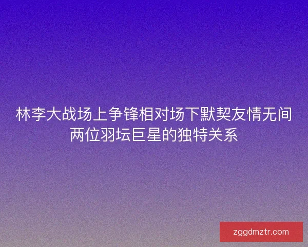 林李大战场上争锋相对场下默契友情无间两位羽坛巨星的独特关系 林李大战场上争锋相对场下默契友情无间两位羽坛巨星的独特关系