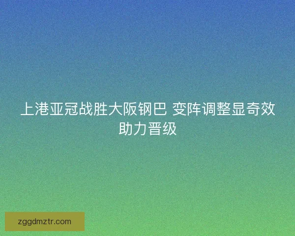 上港亚冠战胜大阪钢巴 变阵调整显奇效助力晋级